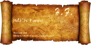 Hőh Fanni névjegykártya